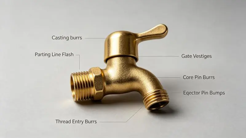 Diagram of Burr Types on Raw Brass Faucet Casting-DZ