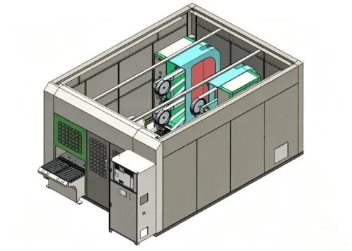 Enclosed industrial robotic grinding workstation for brass faucet deburring