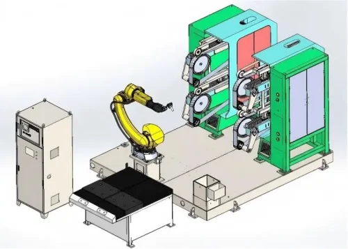HLD50‑D6D4‑A1 Robotic Grinding Cell | FANUC Robot Abrasive Belt Grinding Machine for Brass Faucet Bodies