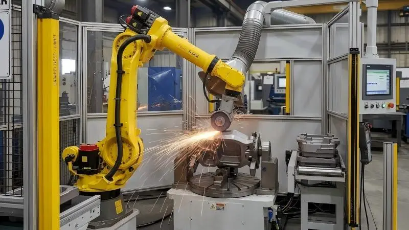 The robotic arm precisely holds the spindle to perform operations.