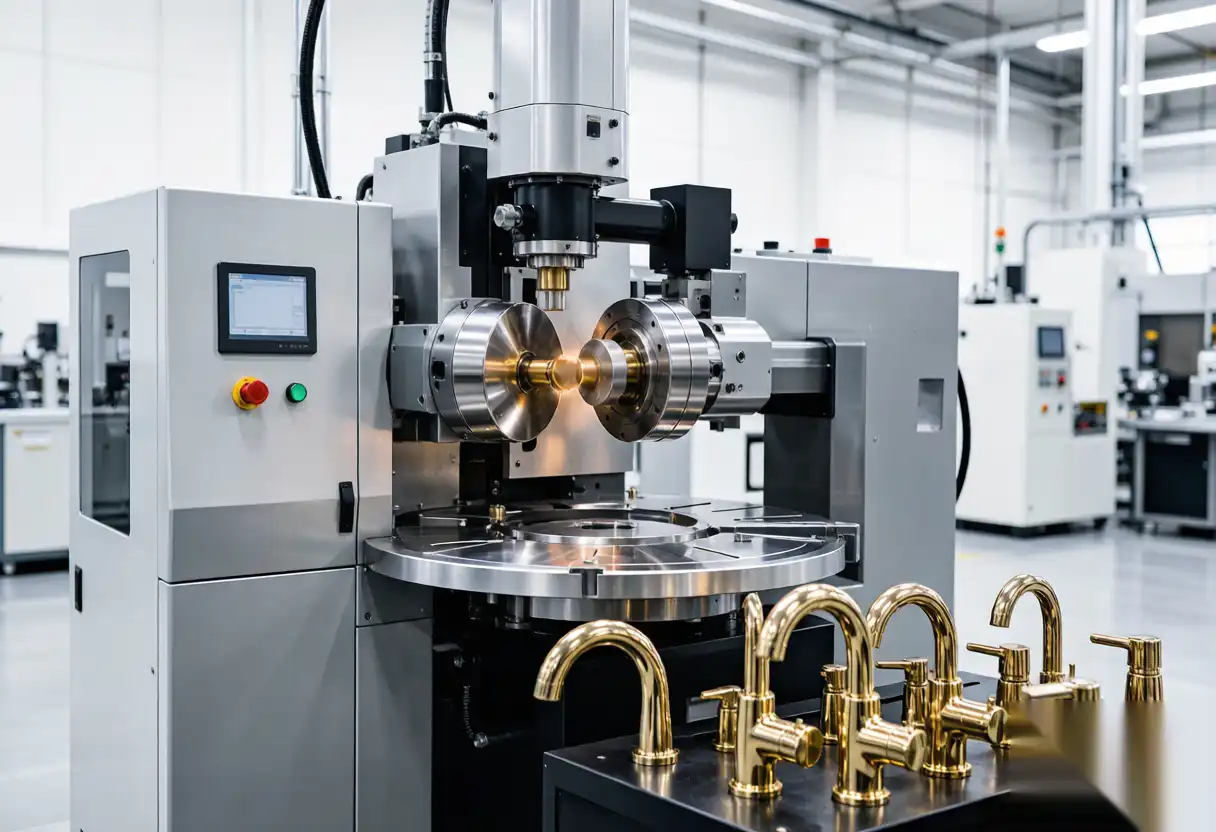 High-gloss surface polishing result achieved by a dedicated brass faucet polishing machine