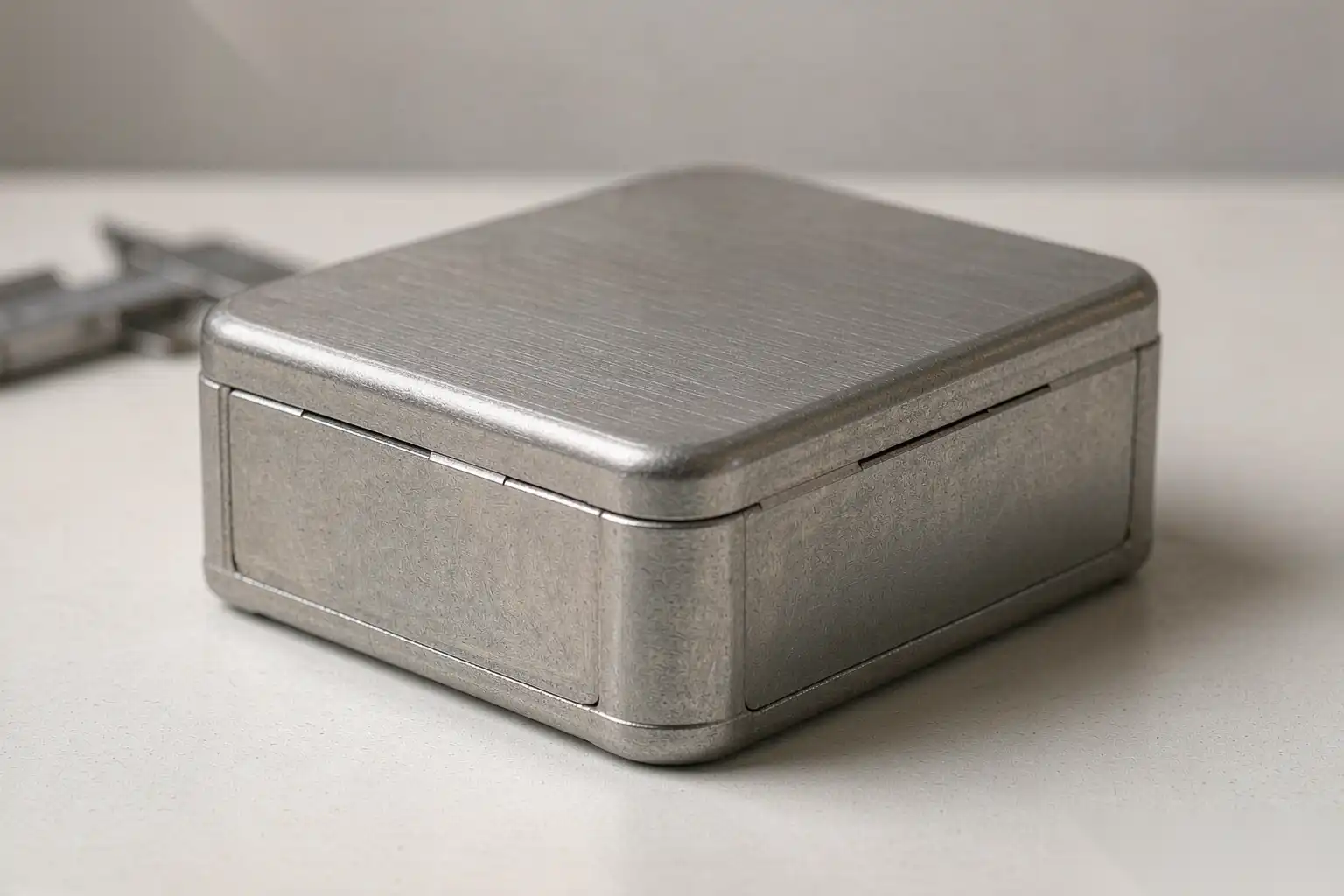 Aluminum die-cast enclosure for a consumer electronic device on a white background