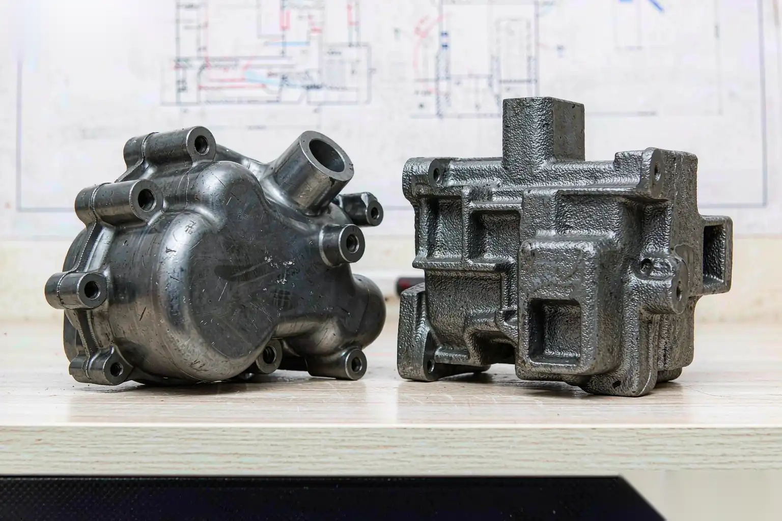 Machined compressor or pump assembly produced by die casting
