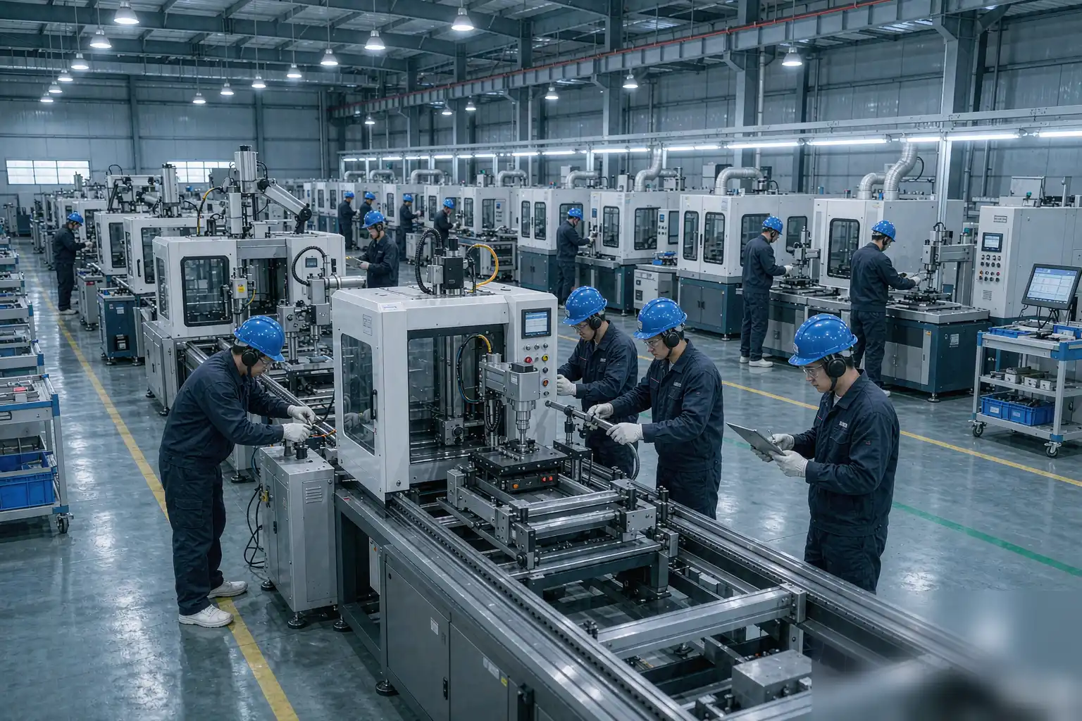 Automatic polishing machines on a Chinese production line
