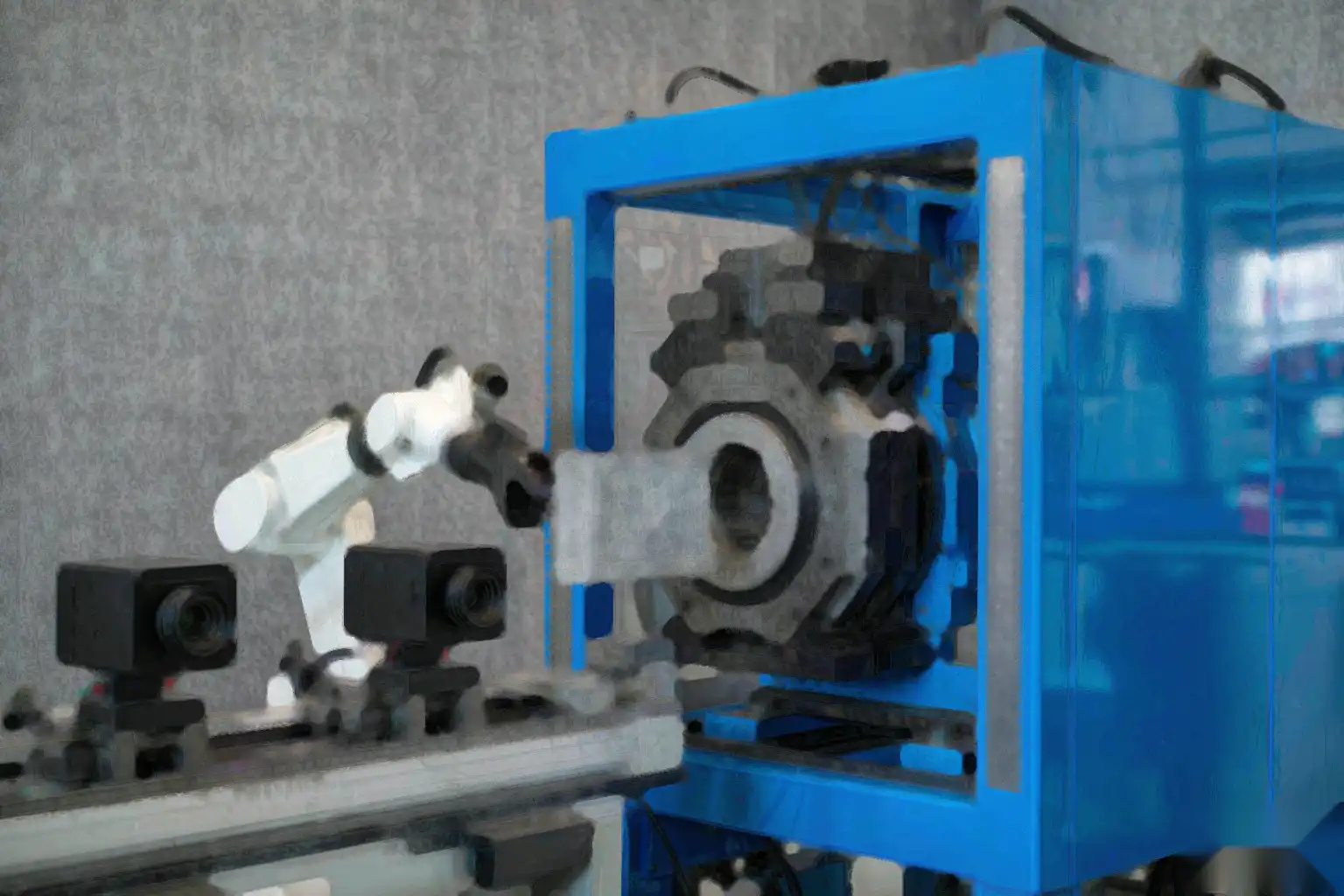 Automatic die casting cell with robotic extraction and inline inspection in a foundry