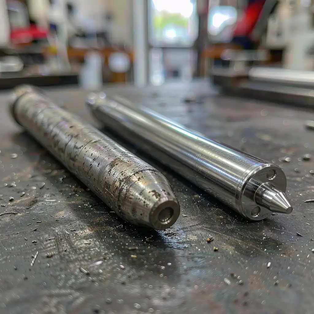 Worn ejector pin and replacement spare part for a die casting machine