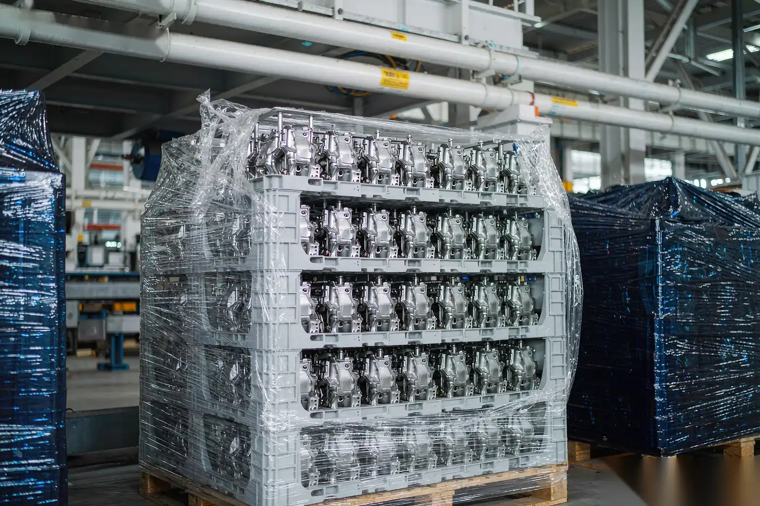 Packaging line preparing finished castings for shipment
