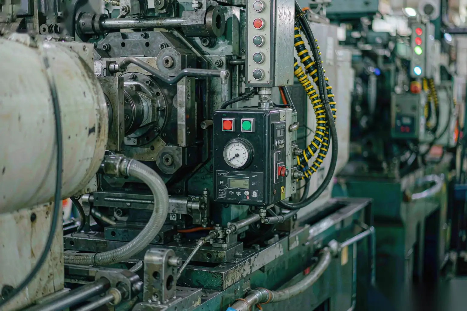 Hydraulic power unit with gauges on a die-casting machine