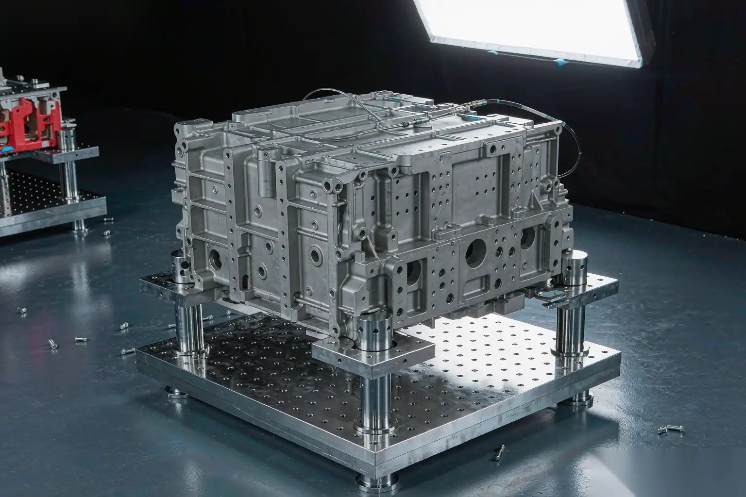 Large die-cast aluminum tray and housing for an EV battery