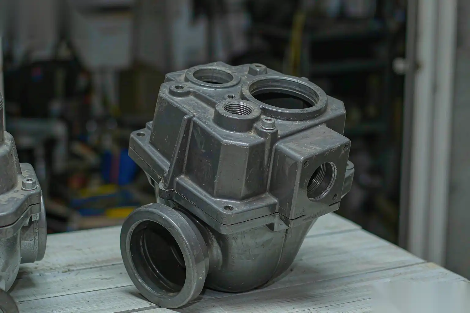 Die-cast water meter body casting after machining