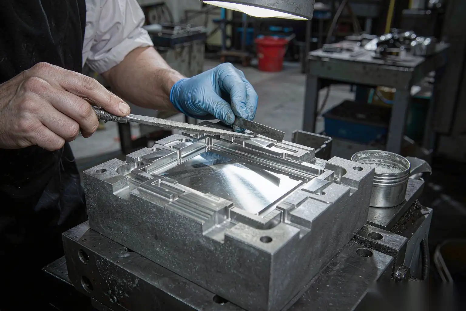 Tool maker servicing a hardened die casting insert