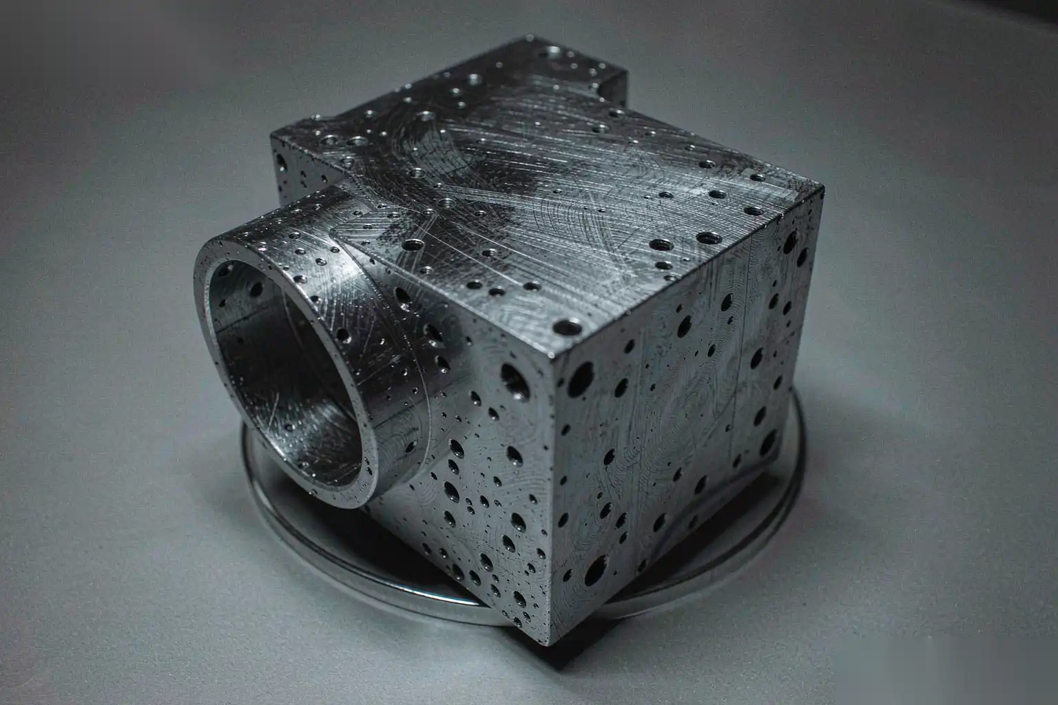 Aluminum die-cast housing prepared for X-ray and CT inspection