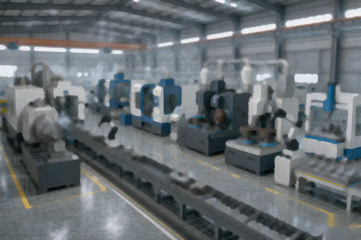 Complete faucet production line with core shooting, CNC, robotic buffing, and grinding stations