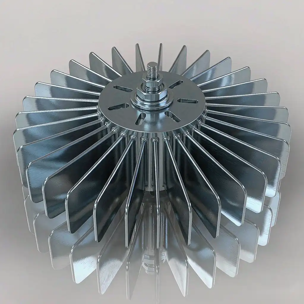 Finished metal impeller showing smooth uniform blades from hub to rim