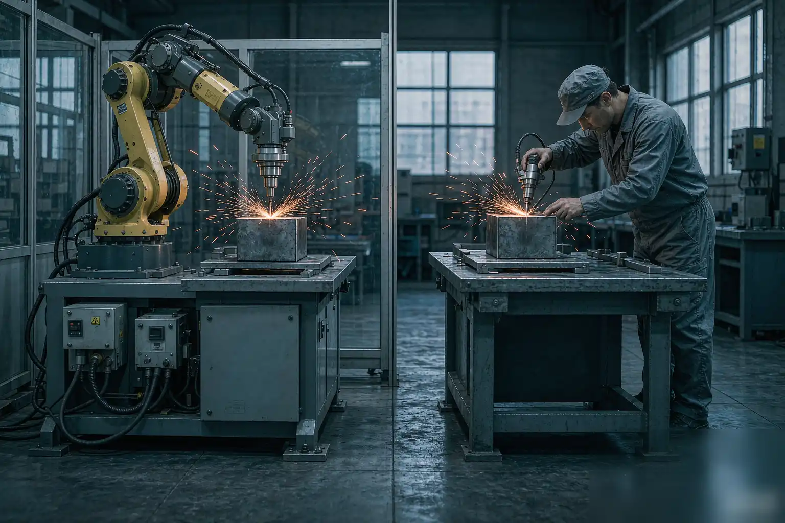 Robotic grinding station compared with manual grinding for operating cost