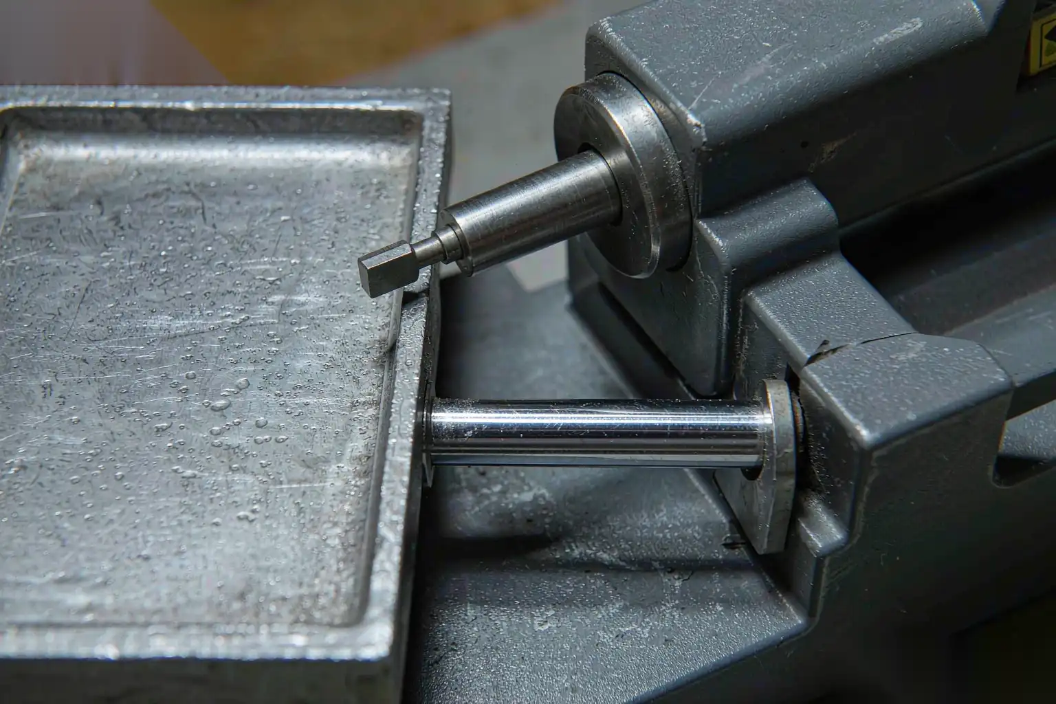 Probe of a surface roughness tester measuring a machined casting surface