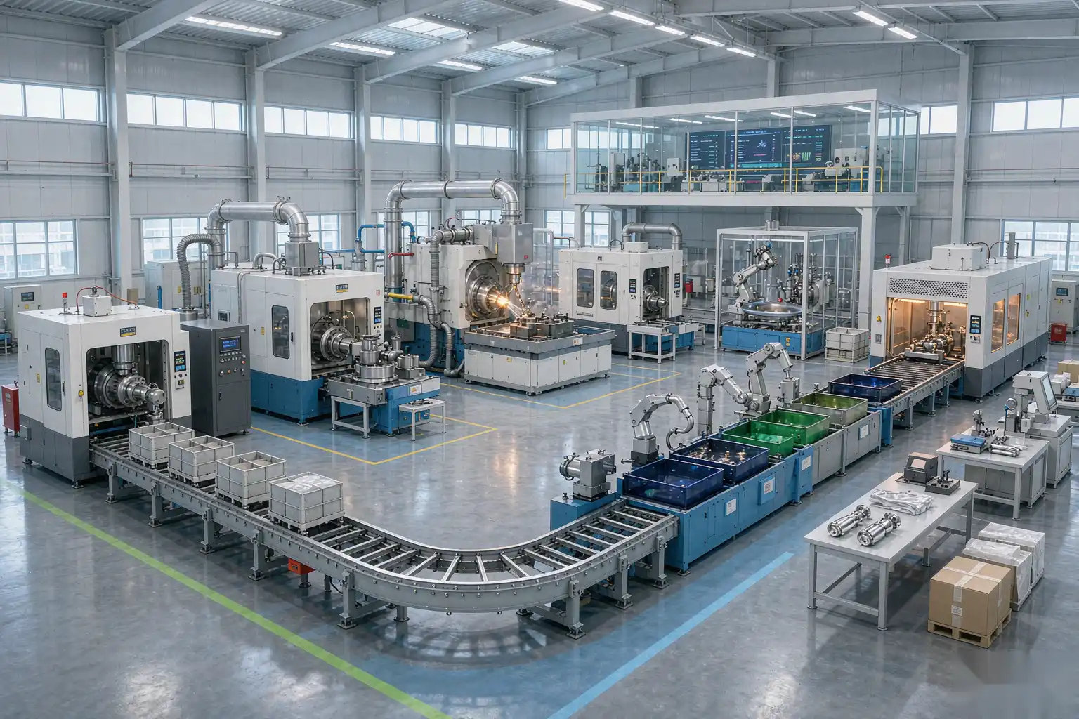 Complete turnkey faucet production line with casting, CNC, grinding, buffing, and plating stations under one control