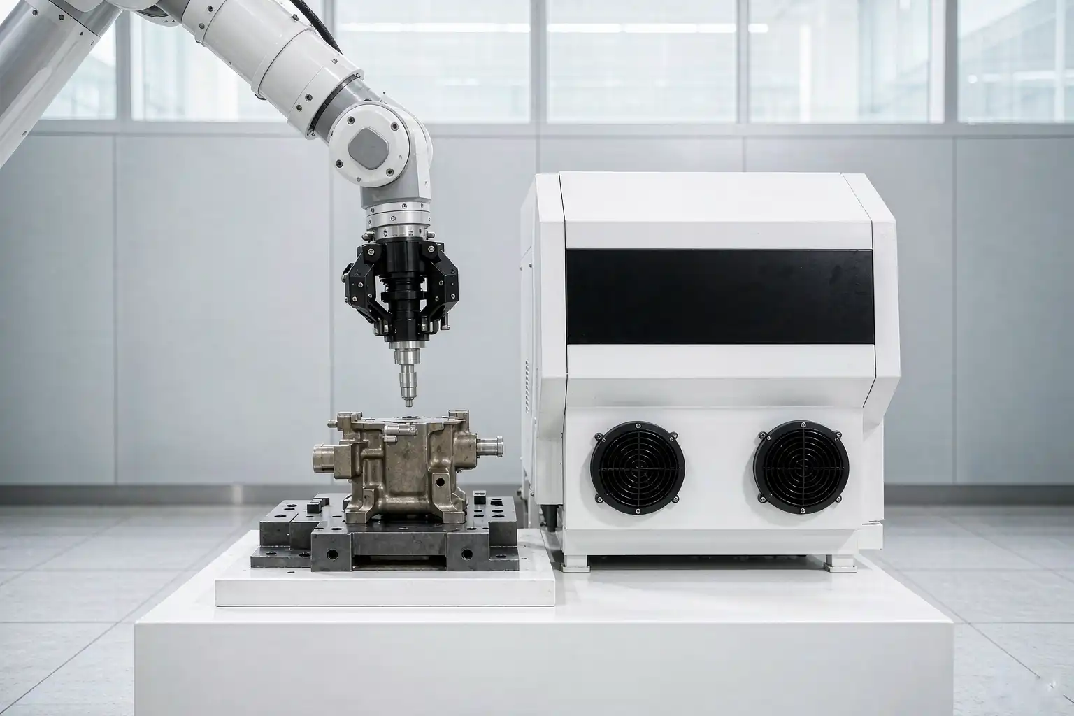 Robotic polishing cell finishing zinc alloy die castings for plating