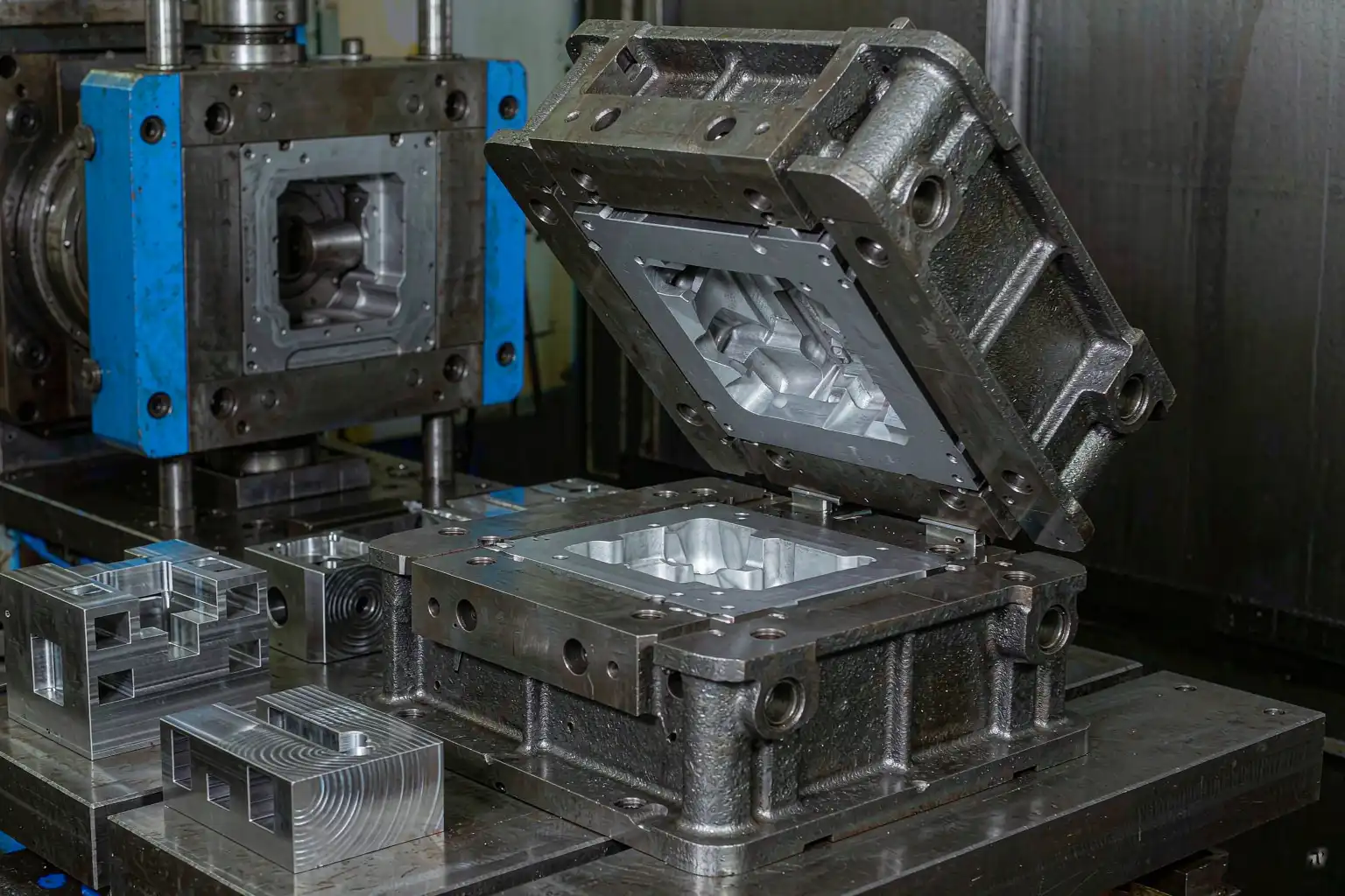Máquina de fundición a presión de zinc con robot que retira una pieza terminada