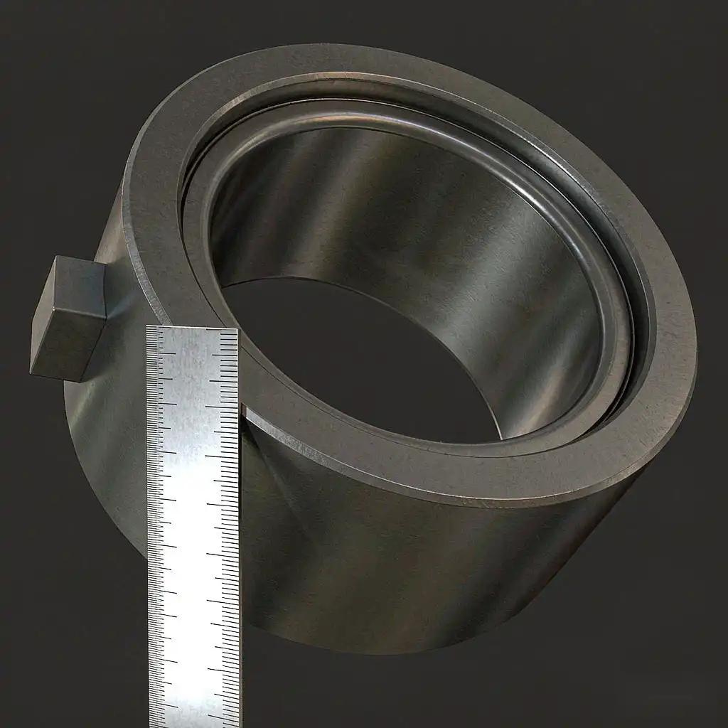 Finished bearing housing showing a round seat and smooth bore under measurement