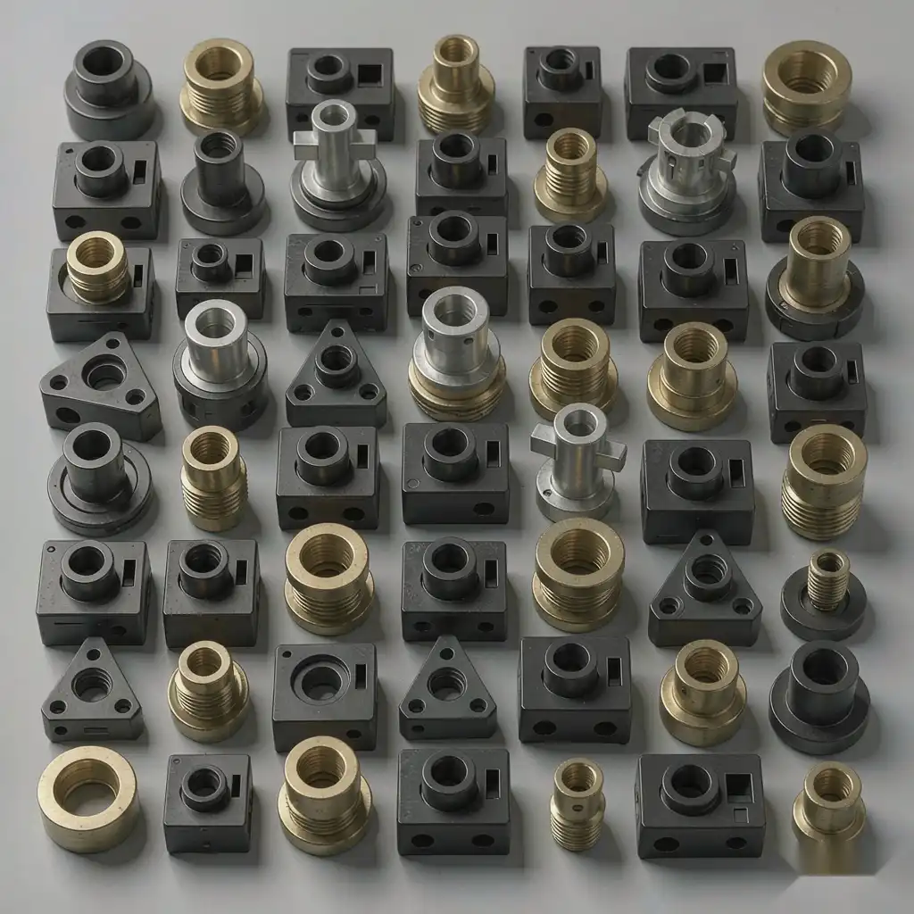 Batch of deburred pneumatic components showing clean edges and intact tolerances